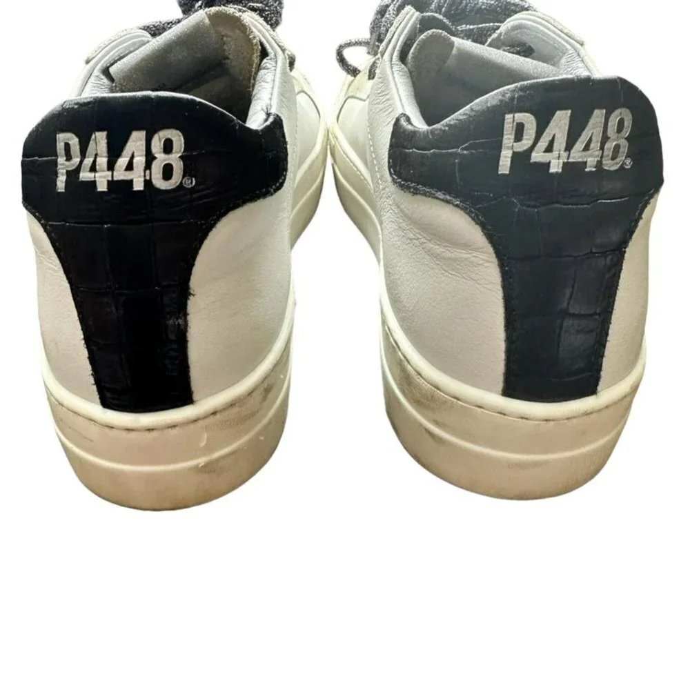P448 Women's Sneakers You Can Surf Later Low Top White Leather Metallic 9-9.5/40